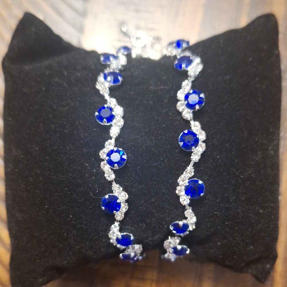 Elegant Blue and Silver Women's Bracelet Set Of 2